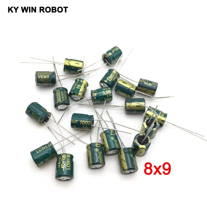 20pcs/lot 10V 1000UF 8*9mm High Frequency Low Impedance Aluminum Electrolytic Capacitor 1000uf 10v