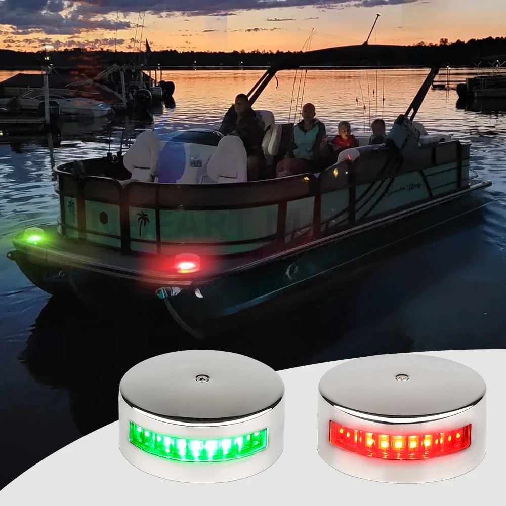 1 Pair10-30VDC LED Waterproof Marine Boat Yacht Nautical Stainless Steel Red and Green Bi-Color Navigation Lantern