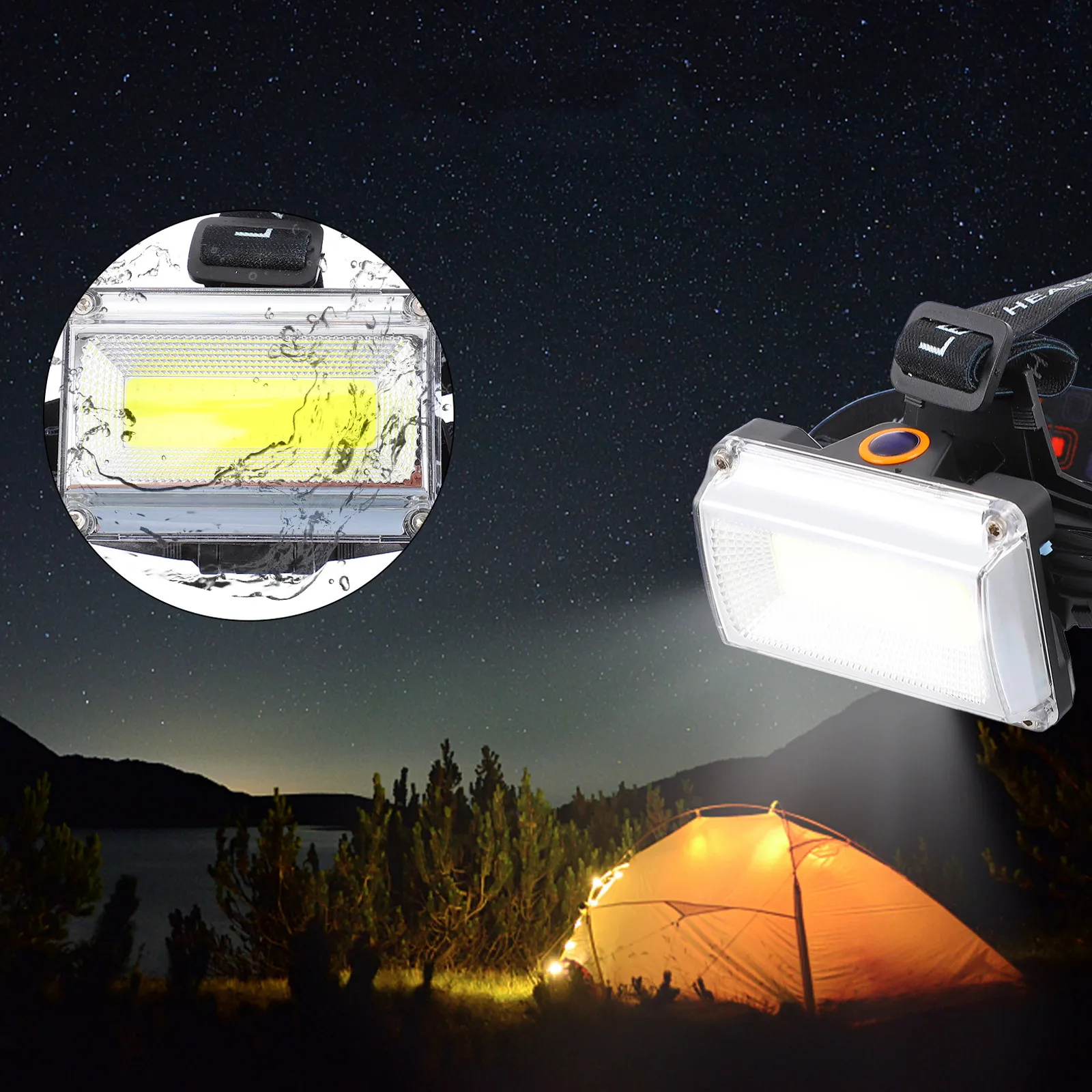 

1Pcs High-Quality Rechargeable LED Headlight Portable Compact Night Light Outdoor Lamp with Adjustable Brightness USB Charging