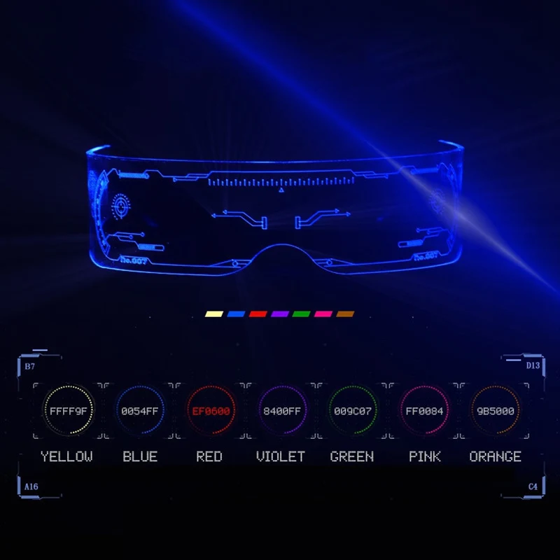 SHAUNA Sense of Future Science Technology LED Luminous Glasses Ins Popular Punk Goggles Party Christmas Colorful Light Shades image 6