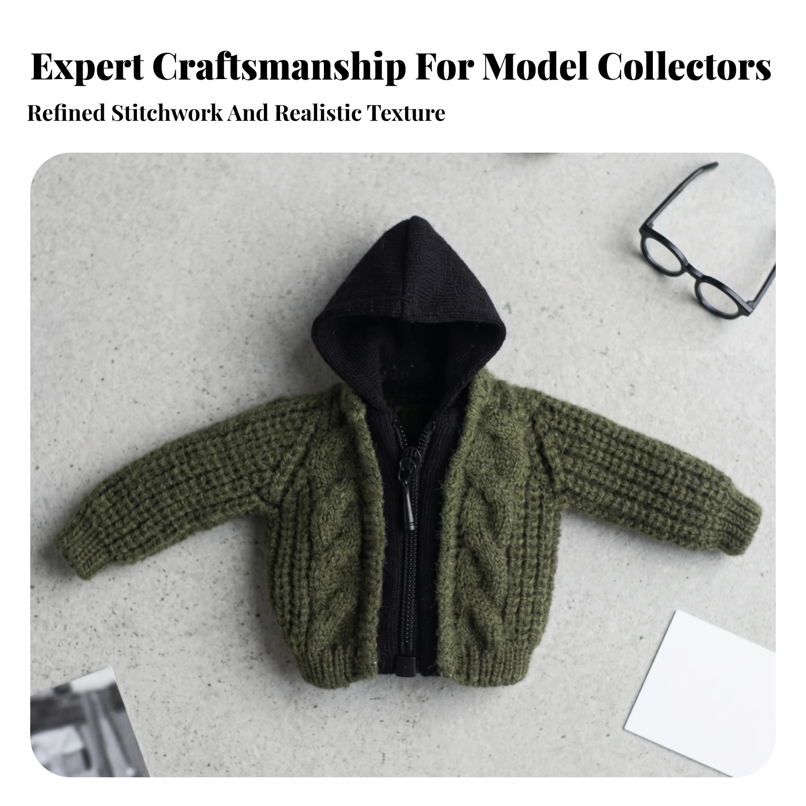 Hooded Doll Jacket Cropped Doll Cardigan Textured