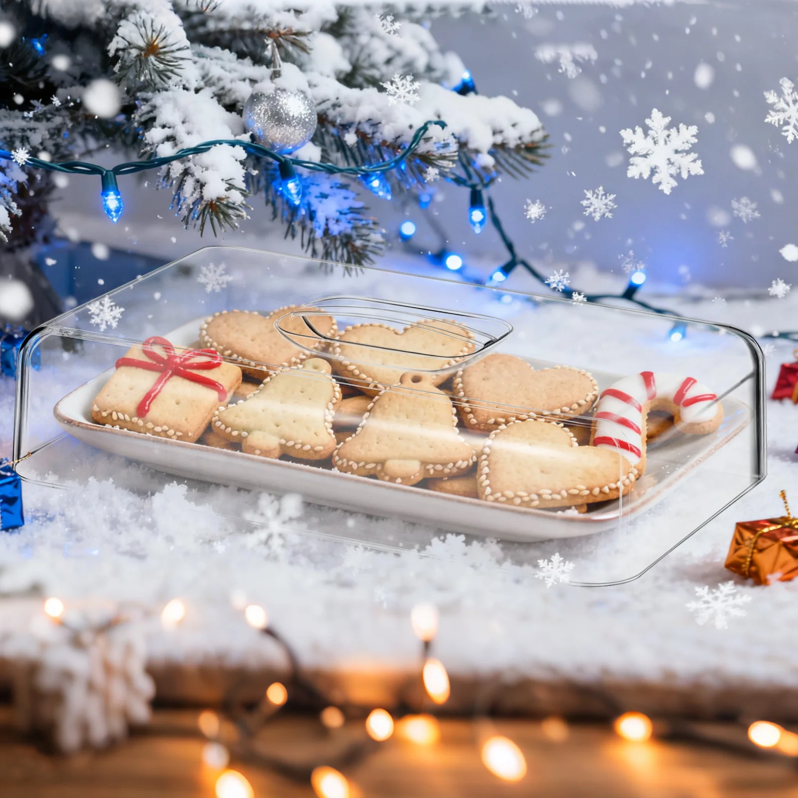 

Rectangular Acrylic Food Covers Clear Dome for Cakes Cookies Bread Freshness Keeper Ideal for Home Cafe Breakfast Serving Tray