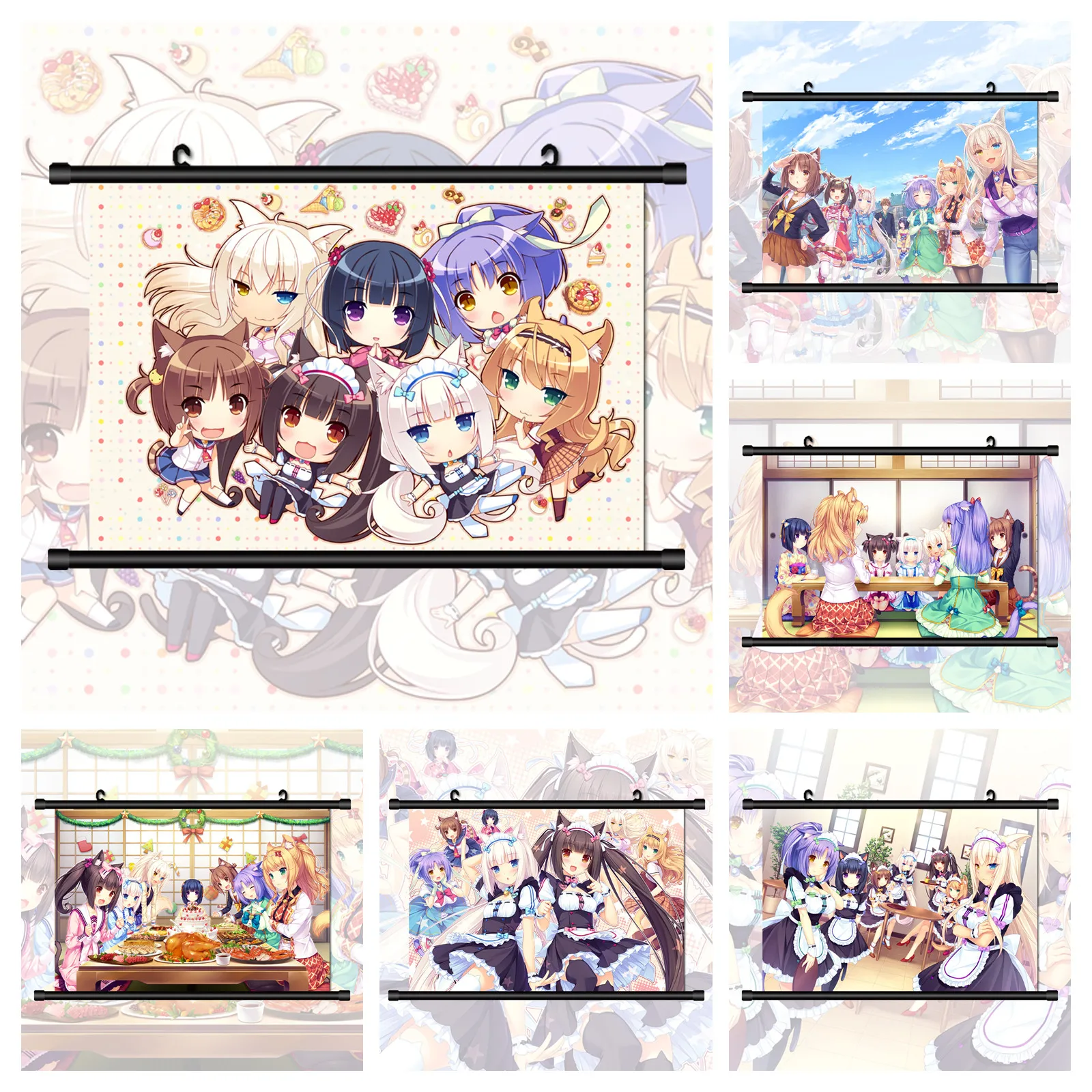 Wall Decor Poster Nekopara Vanilla Chocola Cinnamon Maple Azuki Anime Print Canvas Painting Wall Art Prints Pictures Home Decor