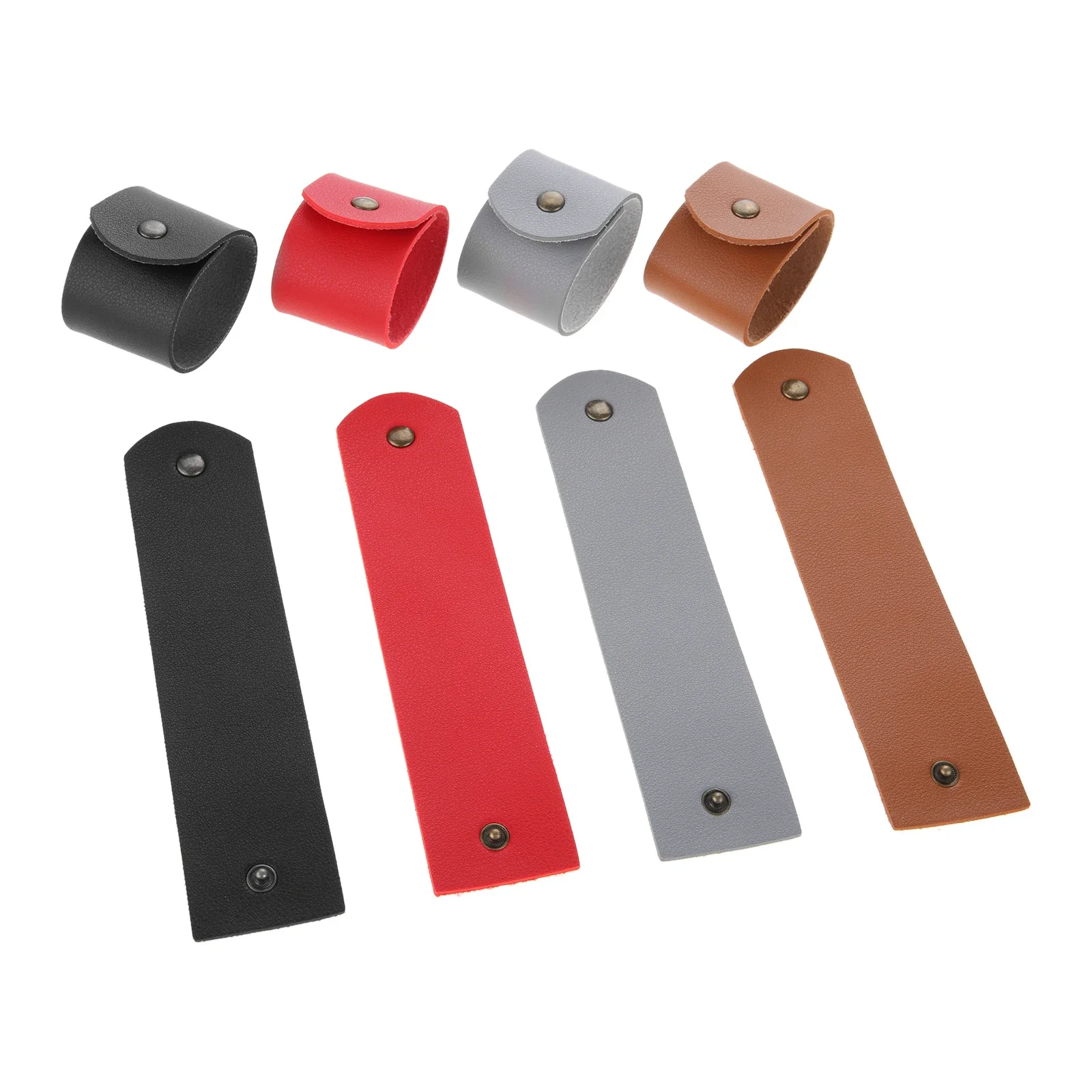 4pcs/set Leather Napkin Rings Mouth Cloth Buckle PU Holder Round Snap Minimalist Decor Table Wedding Party Red Brown Gray Black