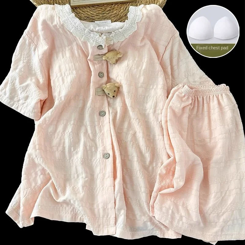 

Women's Pajamas Set Cute Dog Sleepwear Plus Siz Tops and Shorts Pajama 2 Piece Suit Pyjama Femme Nightwear Loungewear for Summer