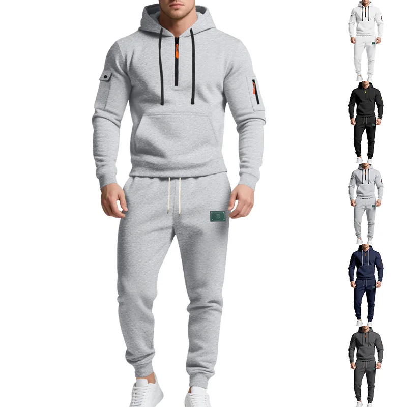 

2024 Winter Men Velvet Tracksuit Heavyweight Hoodie Pants Set Loose Fit Casual Workwear Streetwear Two Piece Outfit