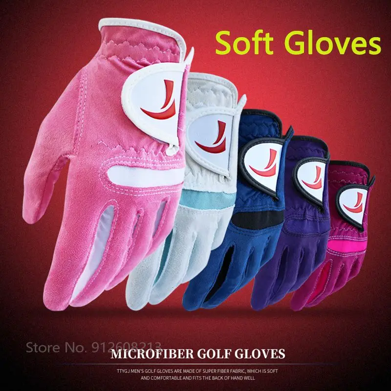 TTYGJ 1 Pair Female Breathable Golf Gloves Left and Right Hand Soft Golf Gloves Elastic Non-slip Sports Mitten Palm Protection