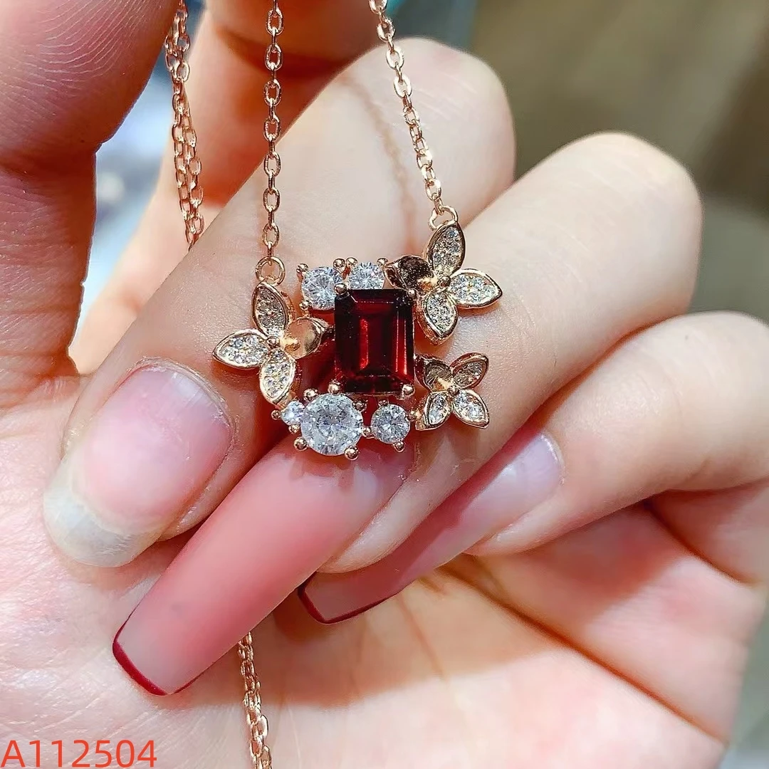 

KJJEAXCMY Natural Garnet Pendant S925 silver , electroplated locking color process, high clarity Full of luster Support testing