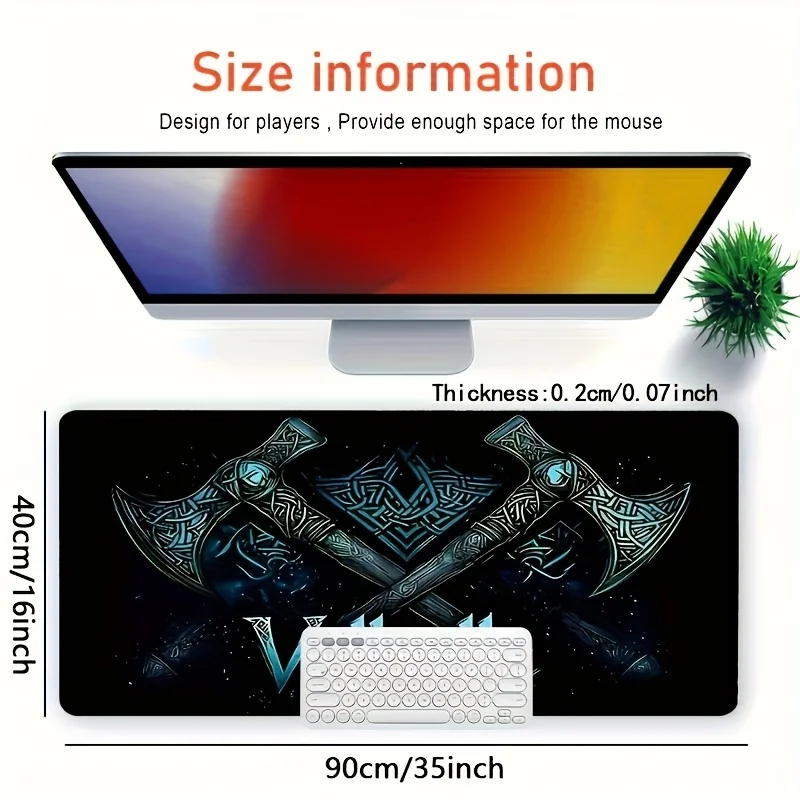 الفايكنج فالهالا الألعاب حصيرة مكتبية الألعاب الحصير ماوس الوسادة كبيرة ماوس 400X900 جهاز كمبيوتر شخصي مزدوج الفأس تصميم رون لوحة ممتدة #5