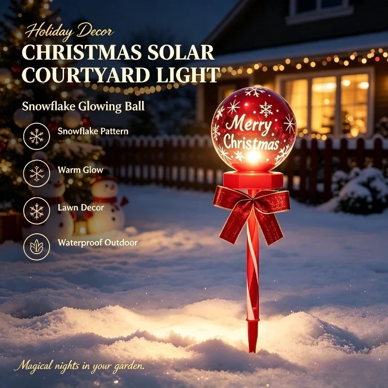 Christmas Solar Circular Snowflake Ground Light Suitable for Courtyard Christmas Ball Outdoor Waterproof Lawn Atmosphere Light