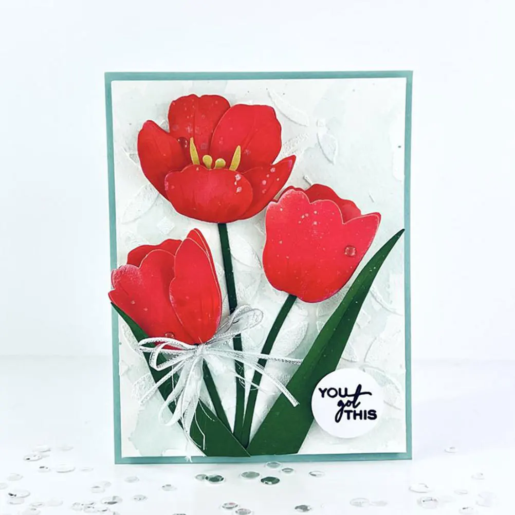 

Iron Cutting Die Tulip Design Embossing Die Embellishment Scrapbook Photo Album Card Making DIY Craft Metal Mold