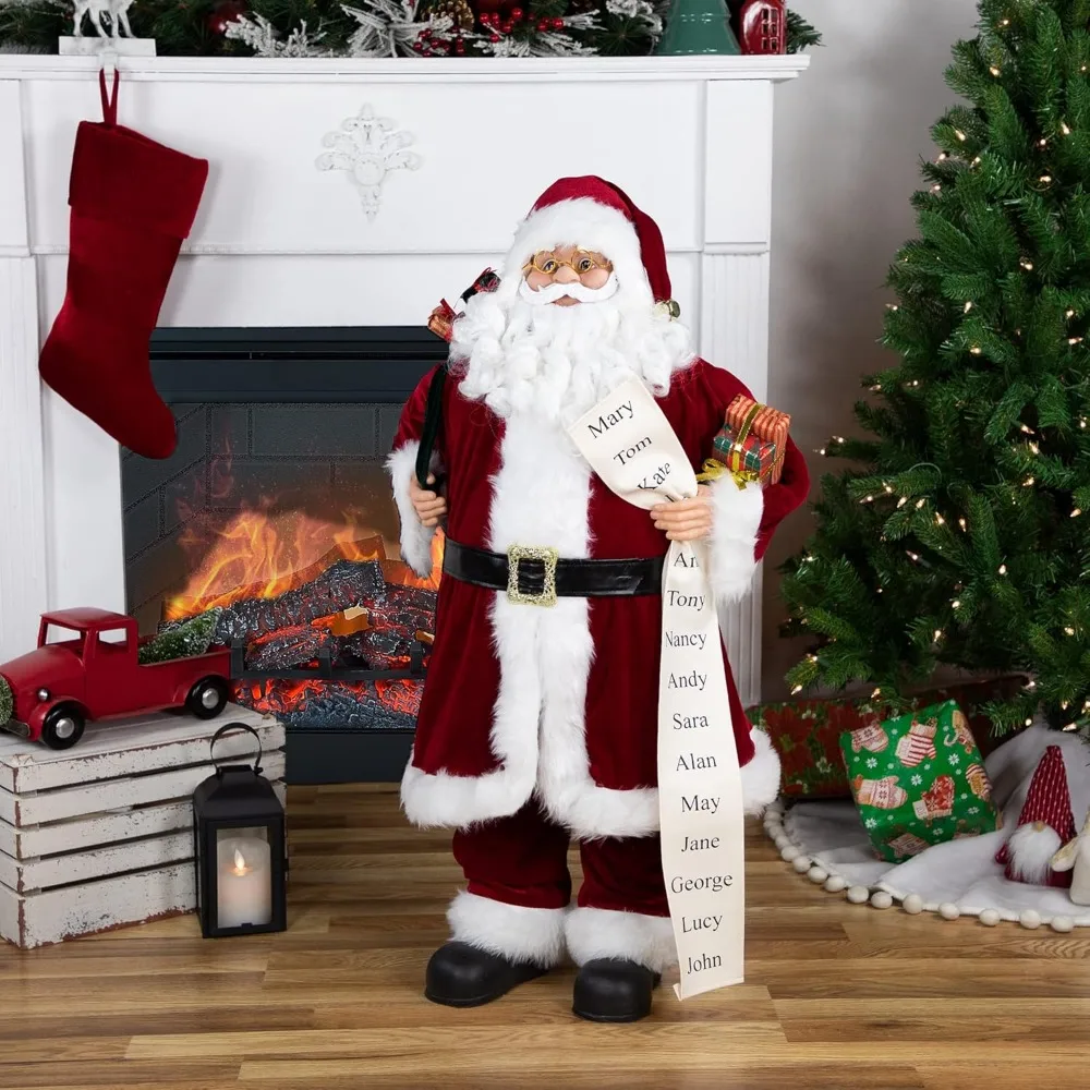 Traditional Christmas Magic Santa Claus Statue,Wearing a red coat ,Home and Holiday Decorations.