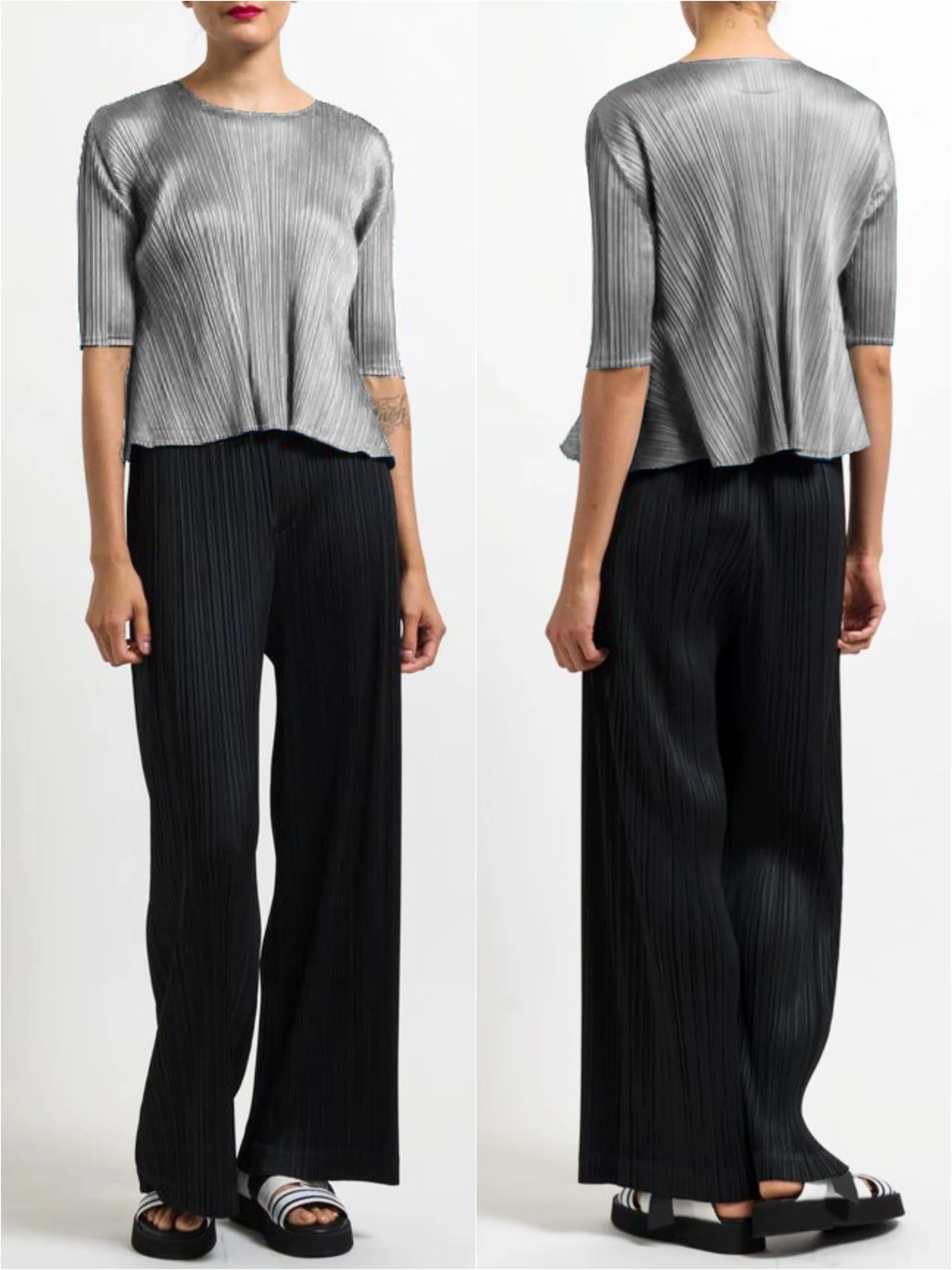 

High Waist Gathered Waist ort Sve round Ne Women's T-irt Gao Luster Sanpei in No Tsugu Casual Top Polyester Fiber