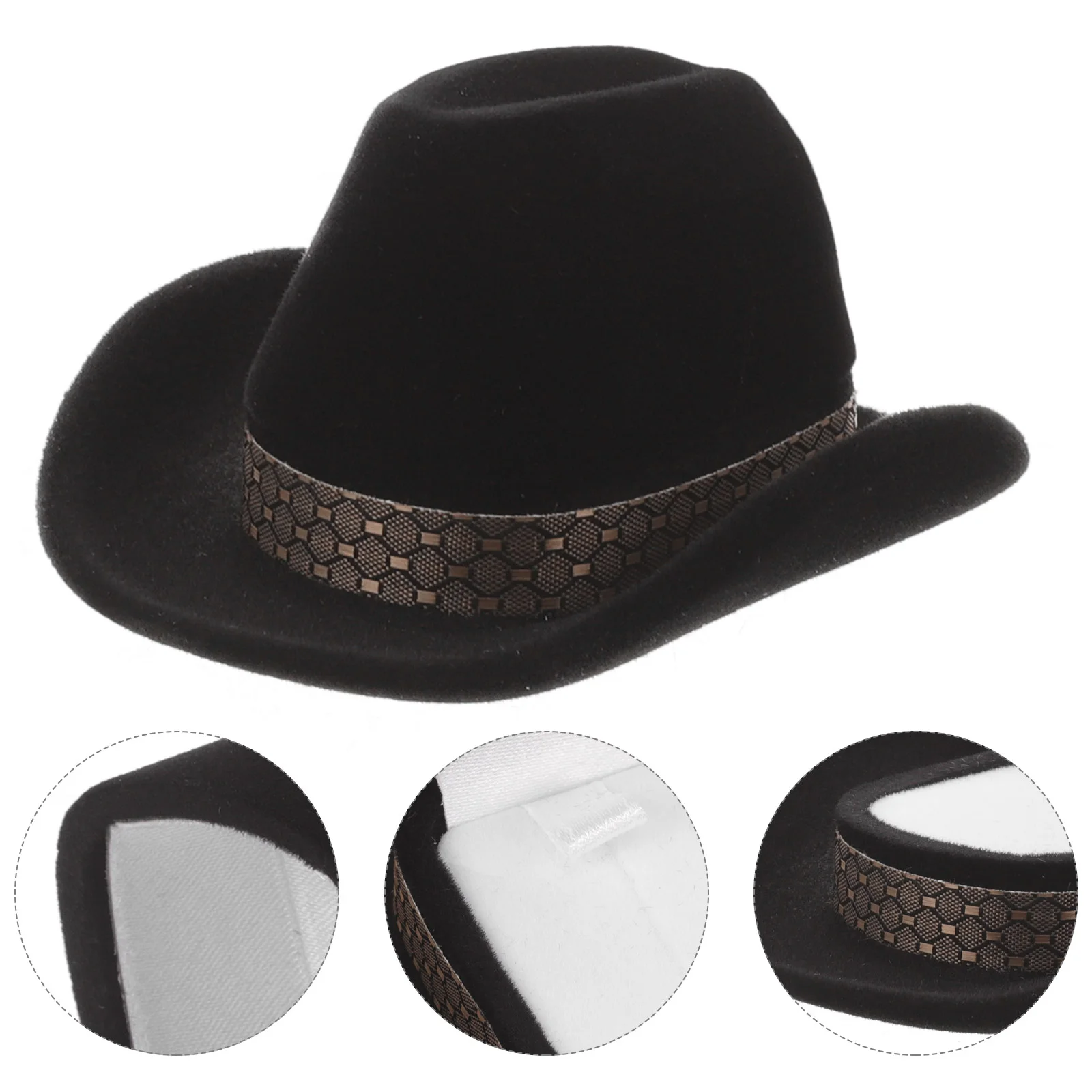 Boîte à bijoux de chapeau de cow-boy, étui à matiques en velours, coffre de rangement d'affichage, support vintage, chapeaux l'évaluation, petite boucle d'oreille, collier