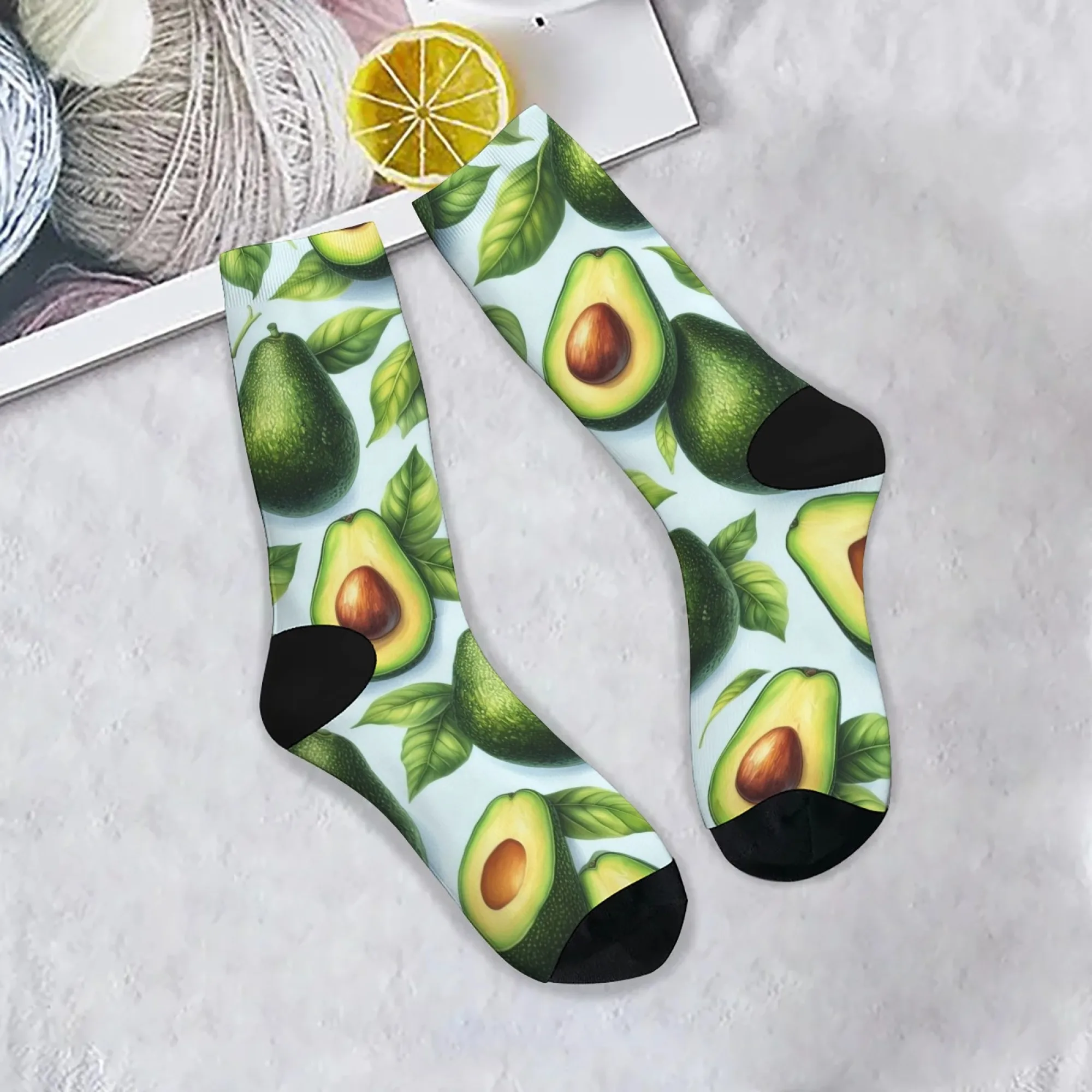 

Носки унисекс с авокадо и фруктами для мужчин и женщин, модные ретро-принты с едой, уличная мода, идеальный подарок для пары, повседневные прогулки