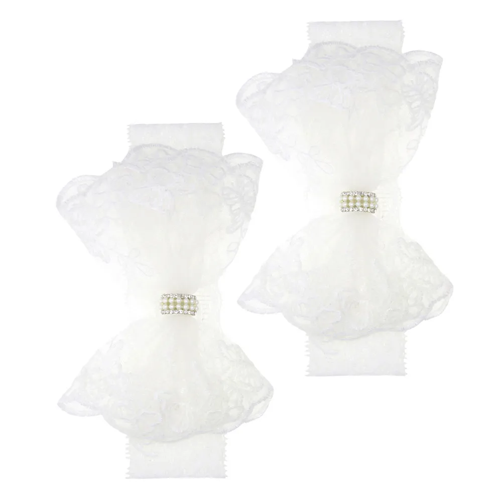 

2Pcs Lace Bowknot Headband Baby Girl Toddler Hairband Cute Baby Birthday Accessories Infant Bow Headwear Elegant Lace Hair Bows