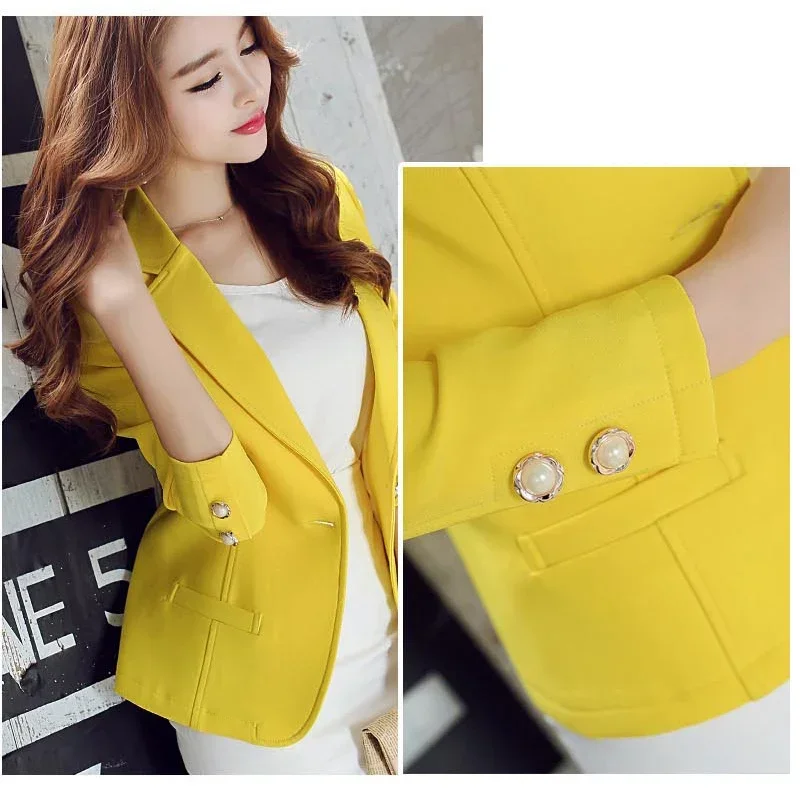 2024 Spring Autumn Women Suit Jackets Blazer Femme Office Tops Coats Blazers Green/Yellow Single Button Ladies Blazers Women