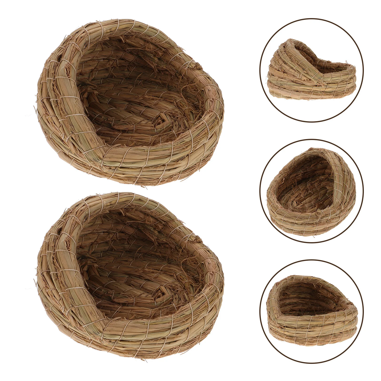 

2Pcs Woven Nest Bed for Chickens Slippers Style Straw Coop Laying House Pet Sleeping Hut Natural Safe Material