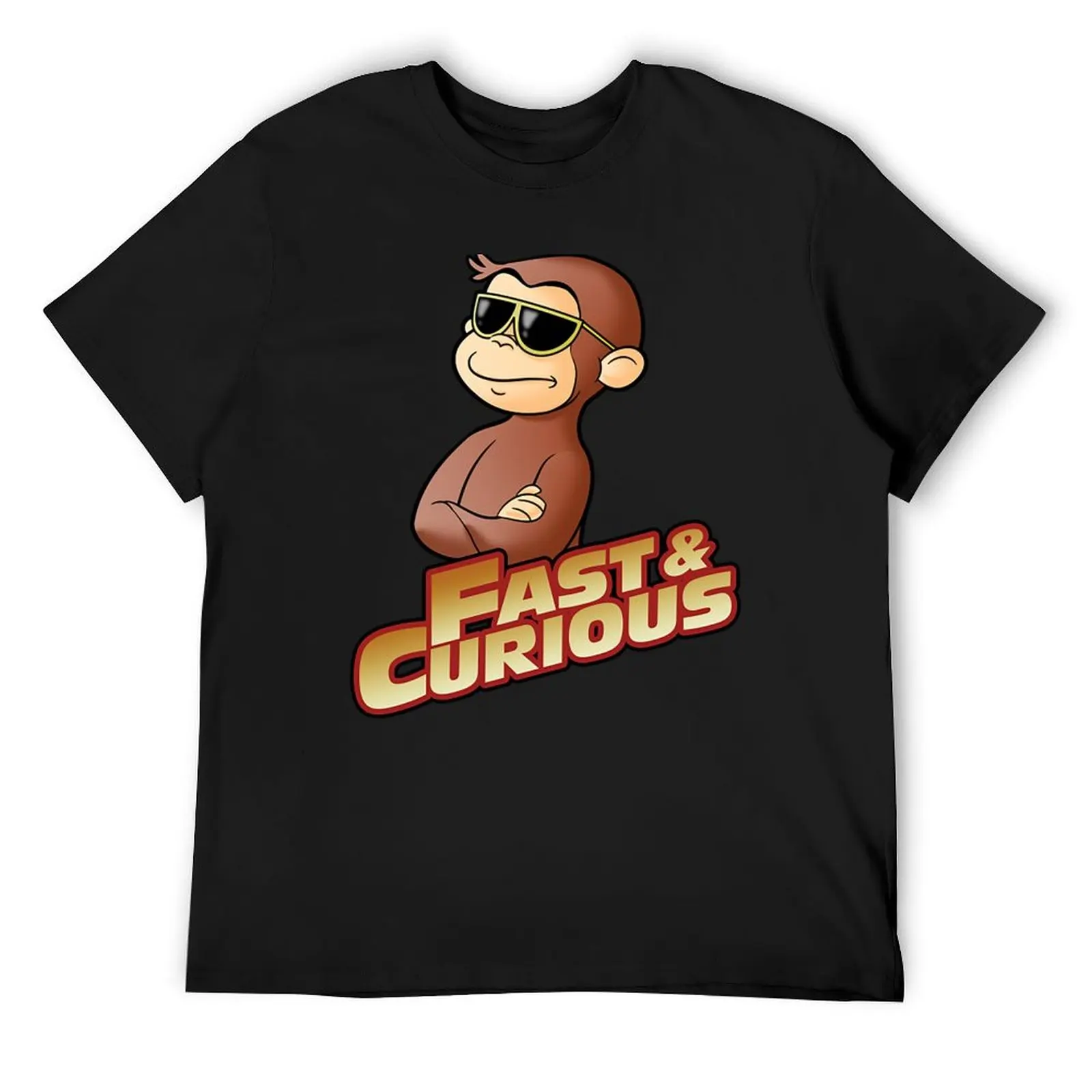 

Curious George FAST AND CURIOUS V2 T-Shirt vintage animal prinfor boys boys animal print summer top Men's t shirts
