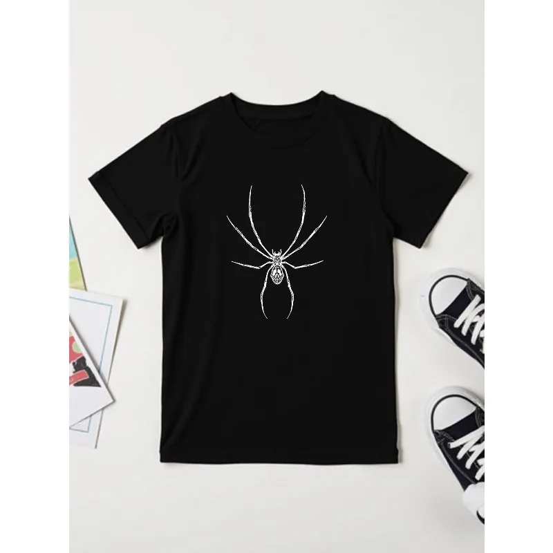 Personalized Spider Printed Children's T-shirt Casual Top Breathable Cartoon Pattern Parent Child Short Sleeve