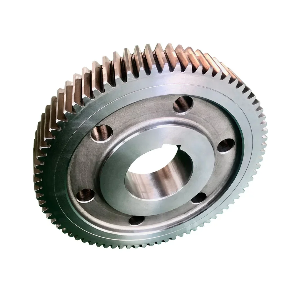 Helical Gear with Grind Teeth Made of Durable Alloy Includes Gearbox
