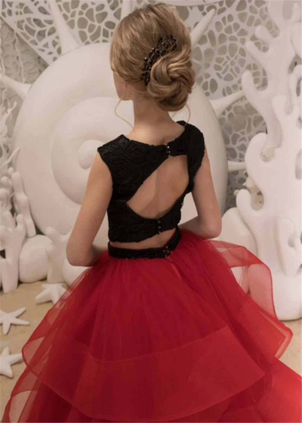 Flower Girl Dress Elegant Red Layering Fluffy Tulle Sparkle Wedding Lovely Child Eucharistic Birthday Gift Party Evening Dresses