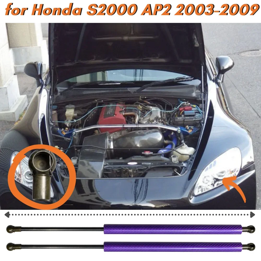 

Qty(2) Hood Struts for Honda S2000 AP2 2003-2009 Front Bonnet Modify Gas Springs Lift Supports Shock Absorbers Dampers Arm Bars