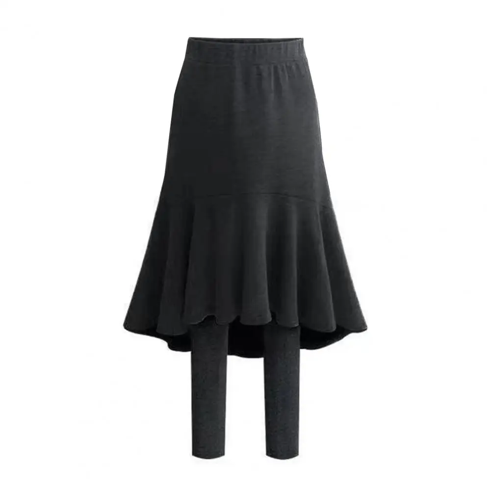 Women Clothing Autumn Winter Simplicity Fashion Solid Color Elastic Waist Appear Thin Female All-match Fake Two Pieces Culottes