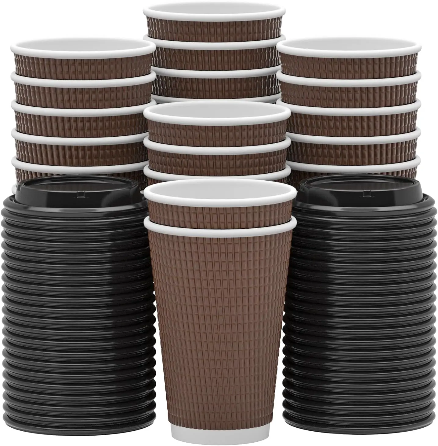

Disposable Coffee Cups with Lids,16 oz (80 Pack) Togo Hot Paper Coffee Cup with Leak-Proof Lid To Go for Hot/Cold Bevera