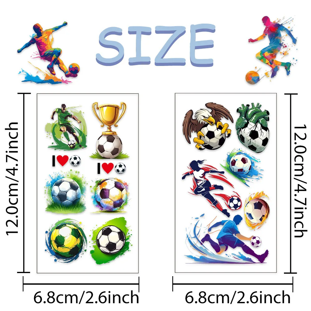 10Pcs/set Sports Football Temporary Tattoo Stickers Cartoon Soccer Fan Tattoos Stickers Waterproof Funny For Kids Gift