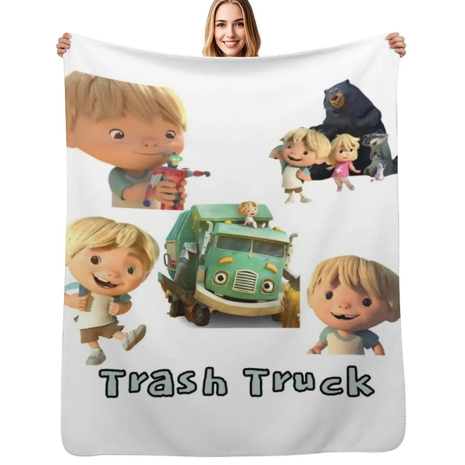 

Hank Trash Truck Netflix animation character Throw Blanket Moving Flannel blankets ands Blanket