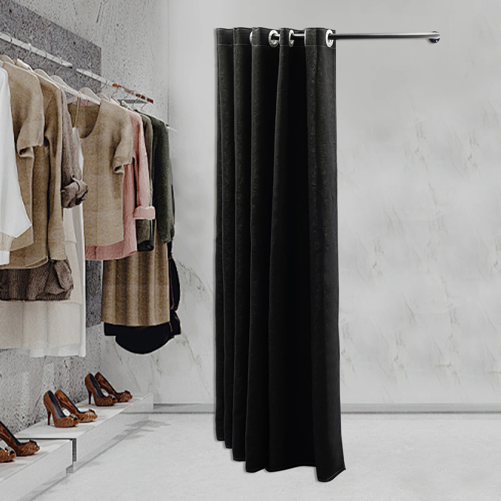 غرفة تركيب على شكل حرف U، غرفة تغيير متجر الملابس المحمولة، غرفة تزيين لحماية شاشة الخصوصية مع ستارة تظليل #1