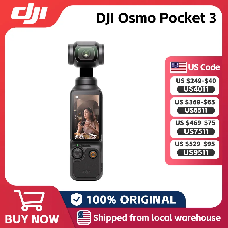 كاميرا تسجيل فيديو DJI Osmo Pocket 3 مقاس 1 بوصة CMOS & 4K/120fps 3 محاور Gimbal تثبيت ميكانيكي العلامة التجارية الأصلية المتوفرة في المخزون