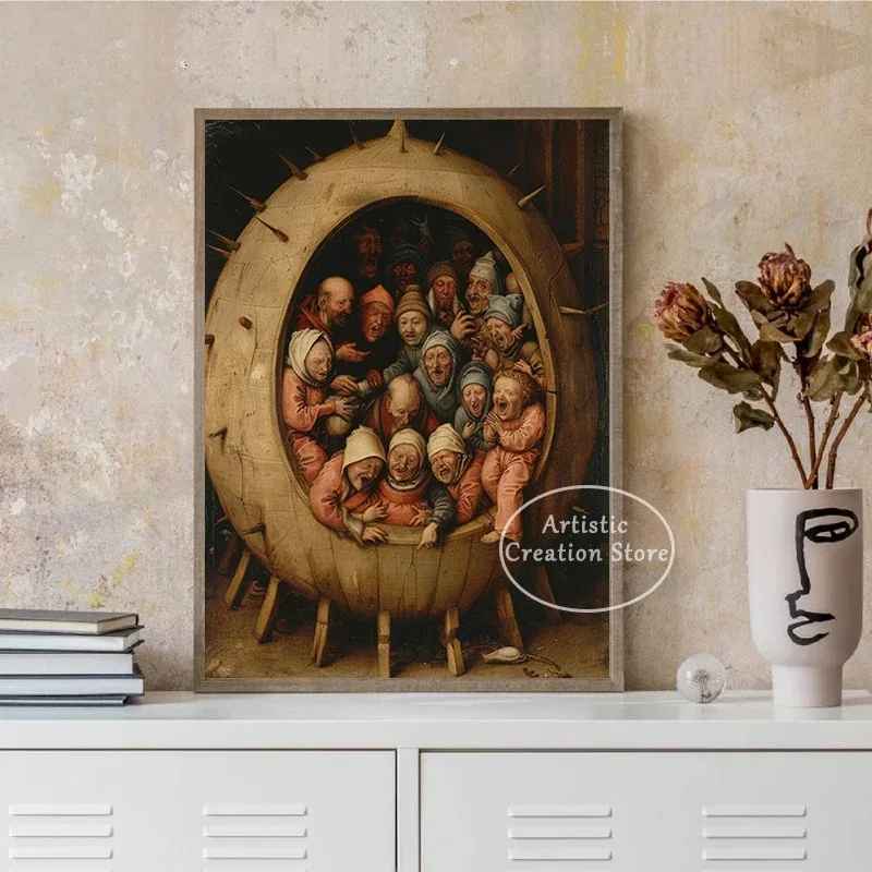 أعمال فنية سريالية من هيرونيموس بوش ، قماش شهير ، نهضة جدارية ، مستوحاة من السريالية ، غرفة المعيشة ، ديكور المنزل ، هدية