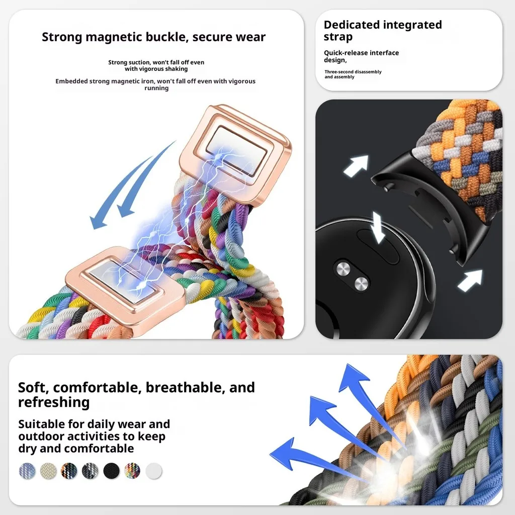Nylon Strap For Xiaomi Mi Band 10 9 8 Braided Magnetic Buckle Adjustable Watchband Xiaomi Smart Band 10/9/8 Accessories Belt