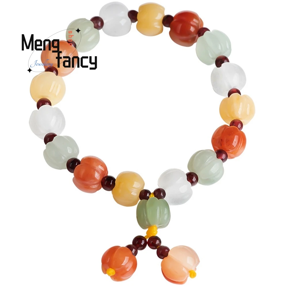 ลวดทองธรรมชาติหยกฟักทองที่มีสีสันสร้อยข้อมือ Gobi หยก Original บุคลิกภาพโบราณสไตล์ผู้หญิงสร้อยข้อมือหยกเครื่องประดับ Fine