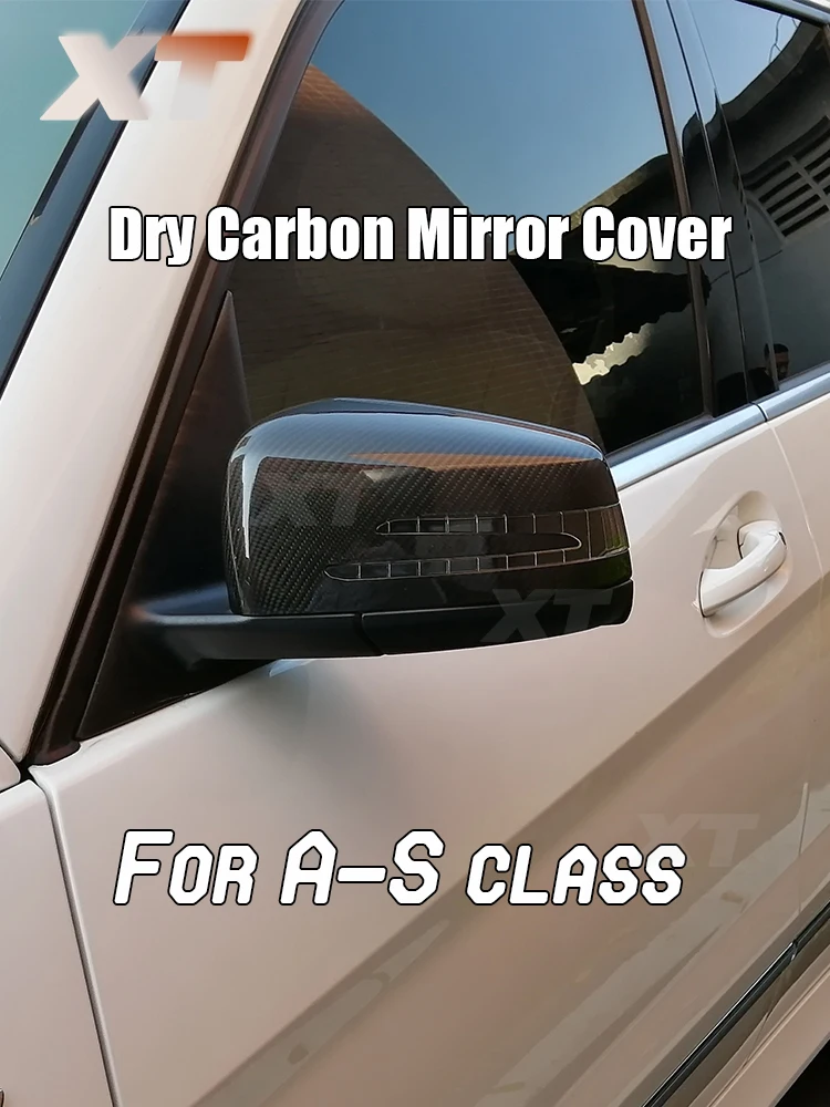 Dry Carbon Fiber Mirror Cover For Mercedes Benz 2007+ W117 W176 W204 W207 W212 W221 W218 Side Rearview Caps Replace Stick on AMG