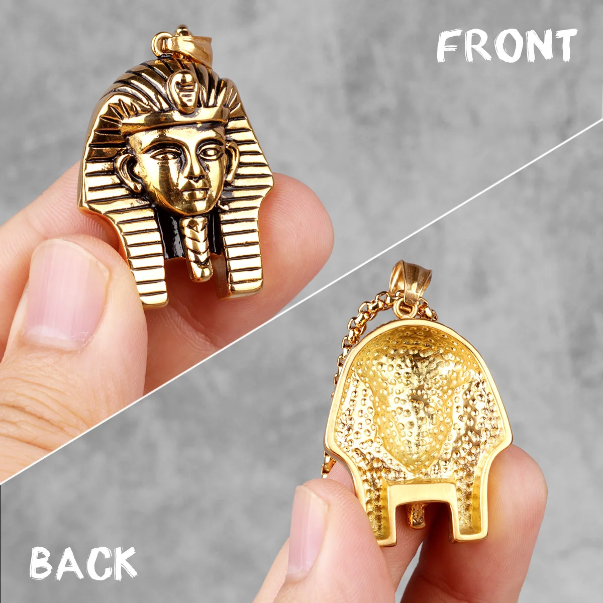 Egypt Pharaoh Long Men Necklaces Pendant Chain Punk Hip Hop for Boyfriend Male Stainless Steel Jewelry Creativity Gift Wholesale