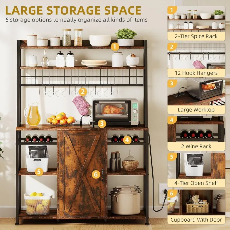 Kitchen Microwave Shelf Standing Baker Rack Multifunctional Socket Baking Rack