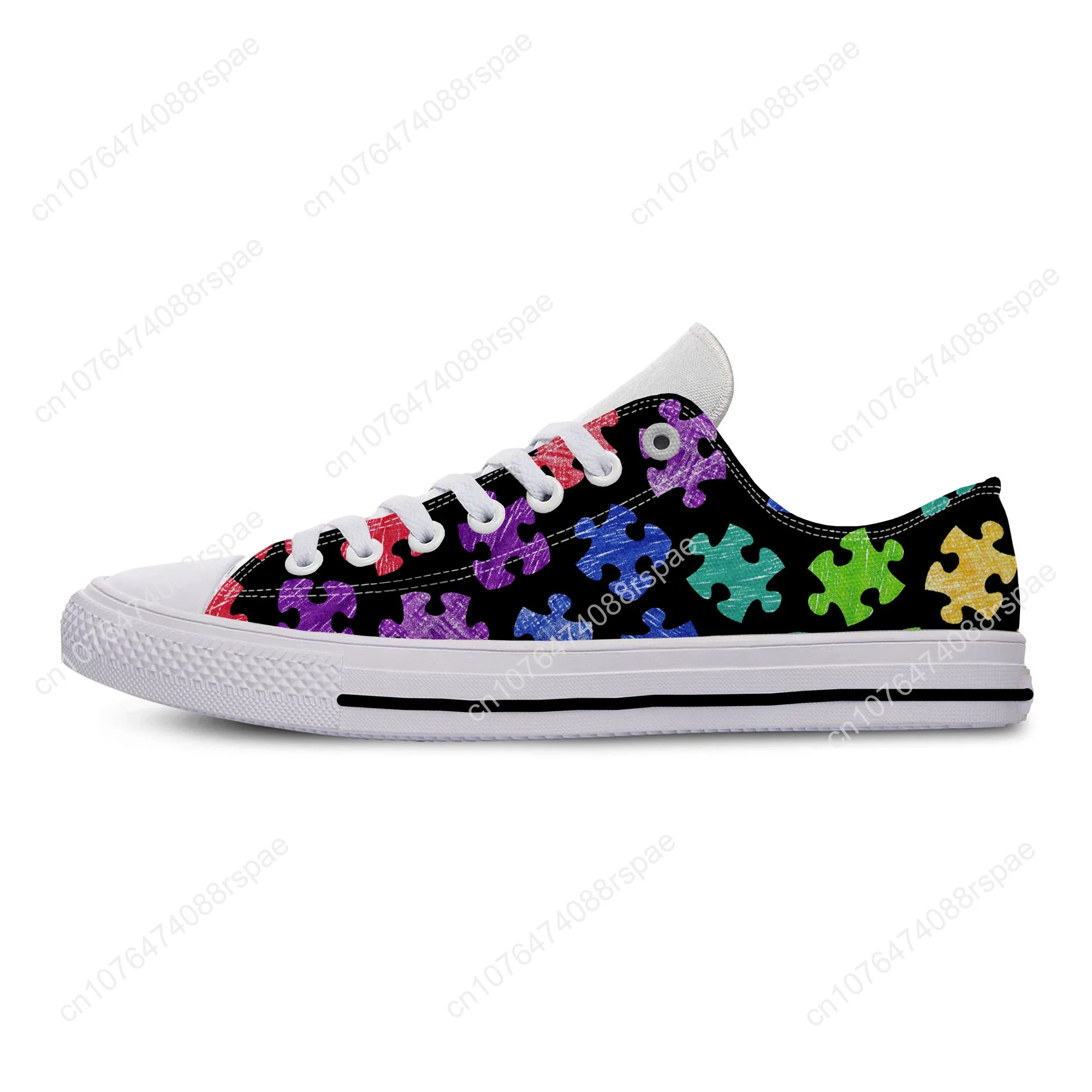 Autisme Bewustwording Puzzel Nieuw Aankomen Mode Lichtgewicht Klassieke Platte Stoffen Schoenen Mannen Vrouwen Casual Ademende Sneakers