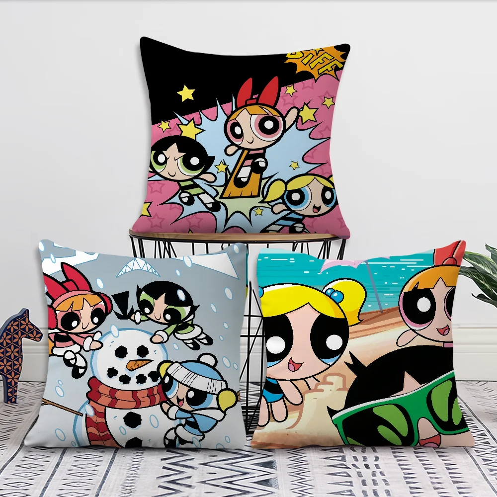 Cartoon The P-PowerpuffS G-GirlS Comfortable soft Pillow Case for Sofa Living Room Home office Decor and Protective Covers