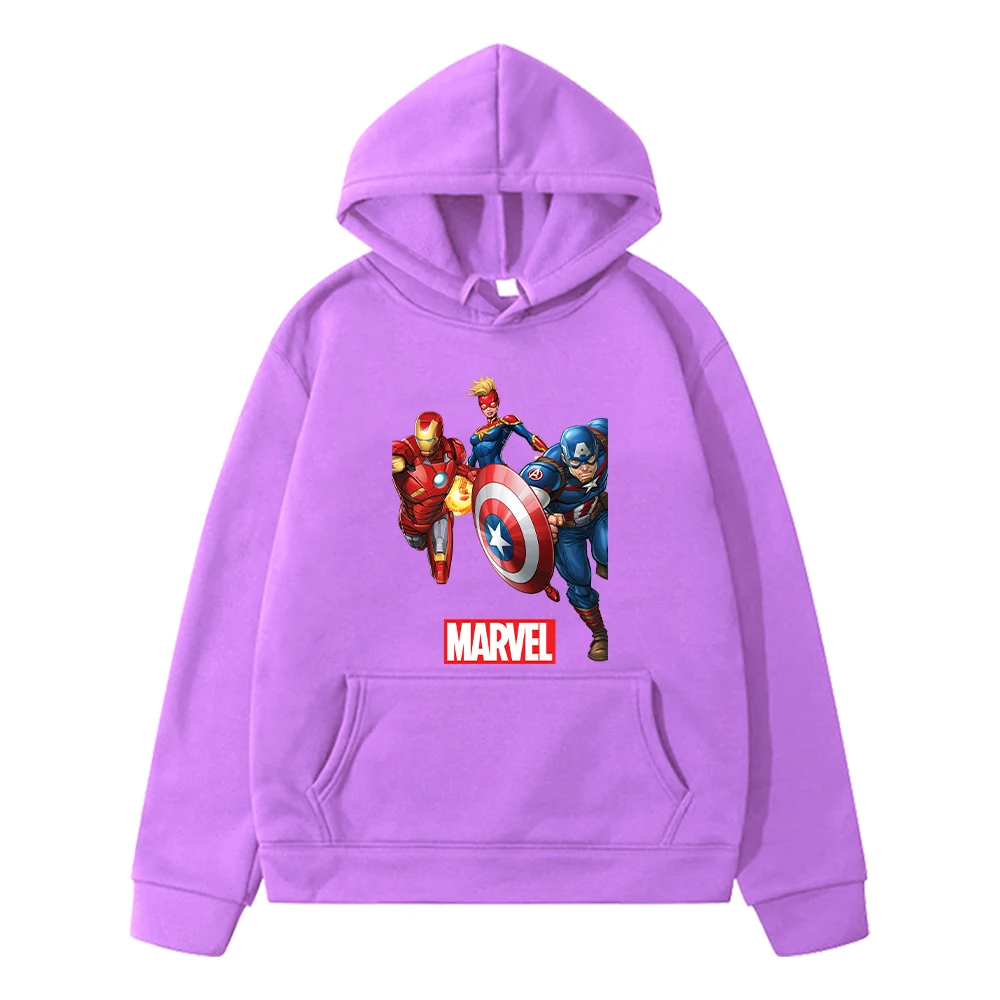 Marvel Kawaii print hoodie Fleece sweatshirt Cute pullover Superman anime hoodie Autumn jacket y2k sudadera kids clothes girls