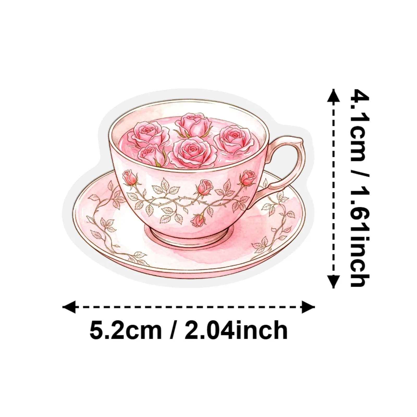 50 Pcs Beautiful Teacup Classical Art Stickers PET Clear Waterproof Decorate Cup Phone Fridge Gift Box Laptop Scrapbook Decals image 6