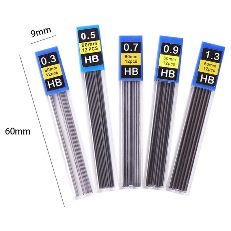 1.3Mm Thick Pencil Refills For Intense Writing, 5 Pieces Stationery Set For Students