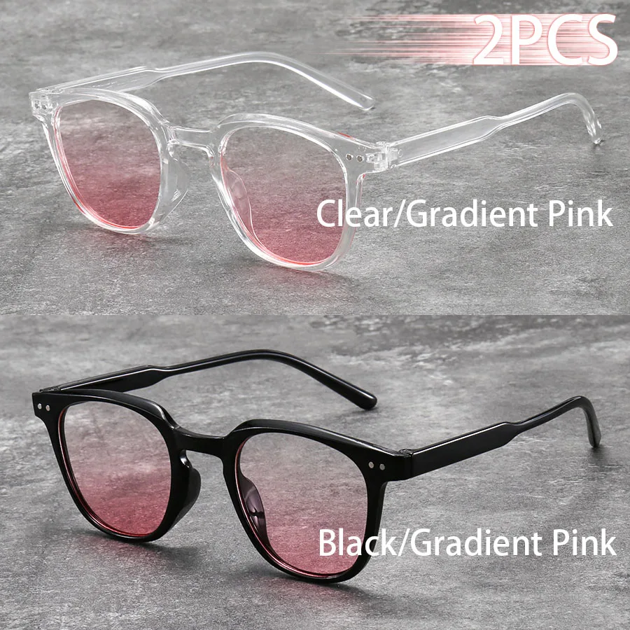 2 Stück Modische Kleine Runde Unisex-Sonnenbrille für Damen und Herren mit Farbverlauf-Rosa Gläsern und Klassischer Metalldekoration – Detail 5