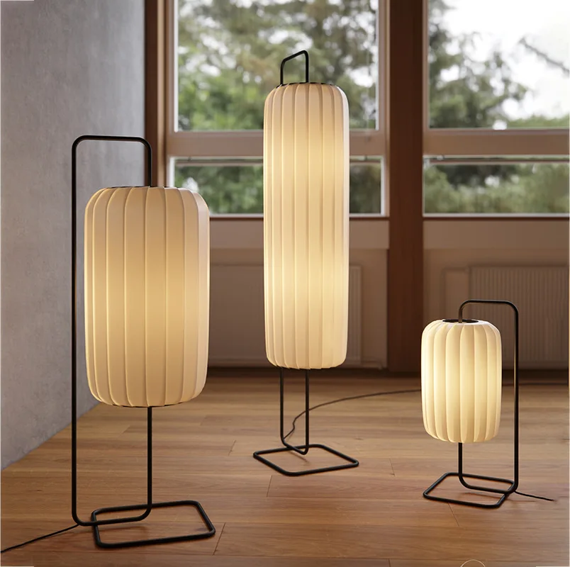 estilo japones moderno tecido lampada de assoalho simples led standing lamp sala de estar corner bedroom bedside tea house 01