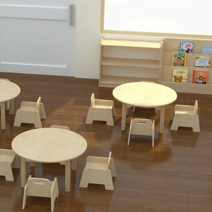 Birch plywood material nursery school childcare wooden chair kindergarten table and chairs for kids