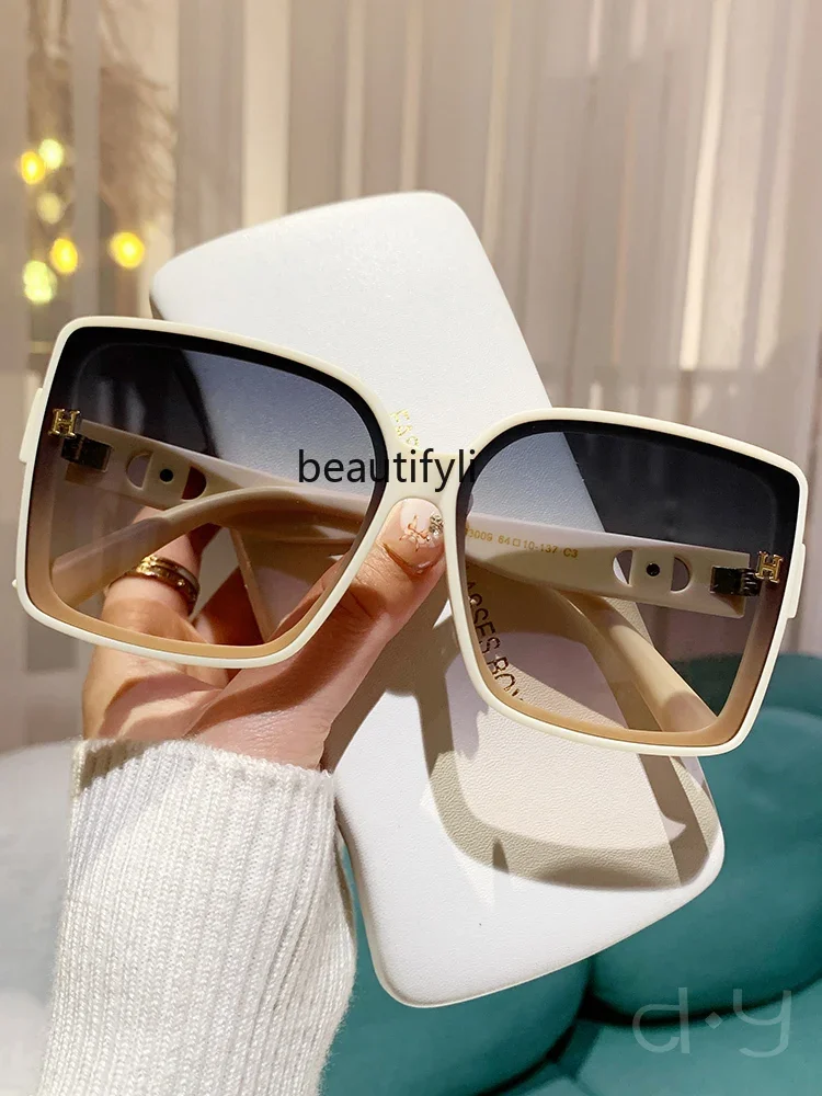 

Sunglasses women's UV protection advanced sense large frame temperament show face small sunglasses women