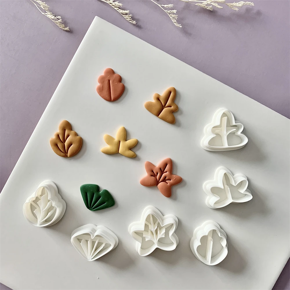 Ohrringschneider aus Polymer-Ton mit Herbstblättern, 3 Größen, blattförmige baumelnde Tonformen für Anhänger, Schmuck, handgefertigte Schneidwerkzeuge – Detail 5