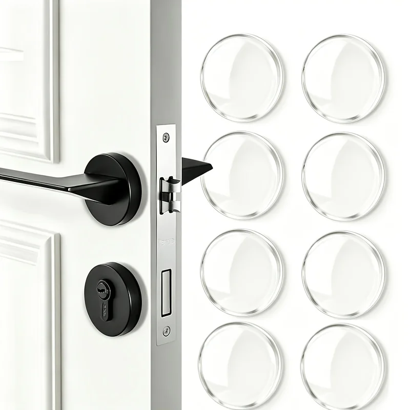 12pcs Transparent Shock-Absorbing Door Stops | Self-Adhesive Wall Protectors, Household Anti-Collision Door Stoppers